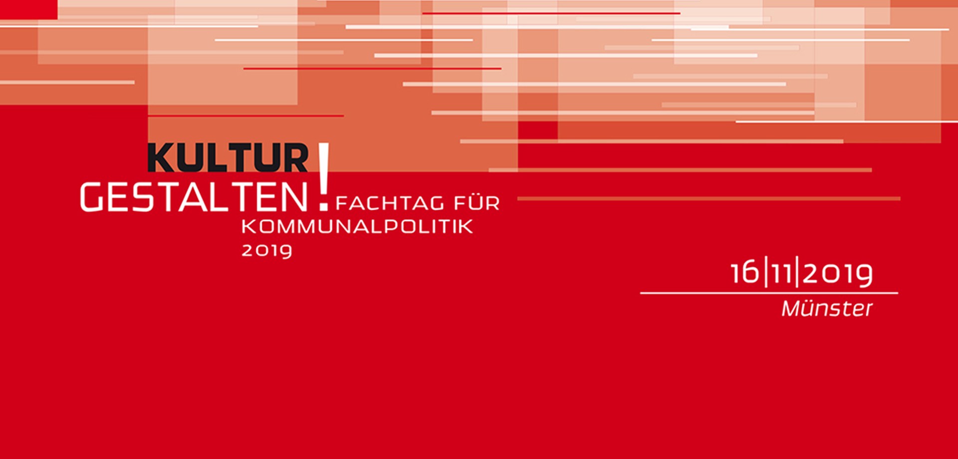 Das rot-weiße Keyvisual des Fachtages für Kommunalpolitik 2019